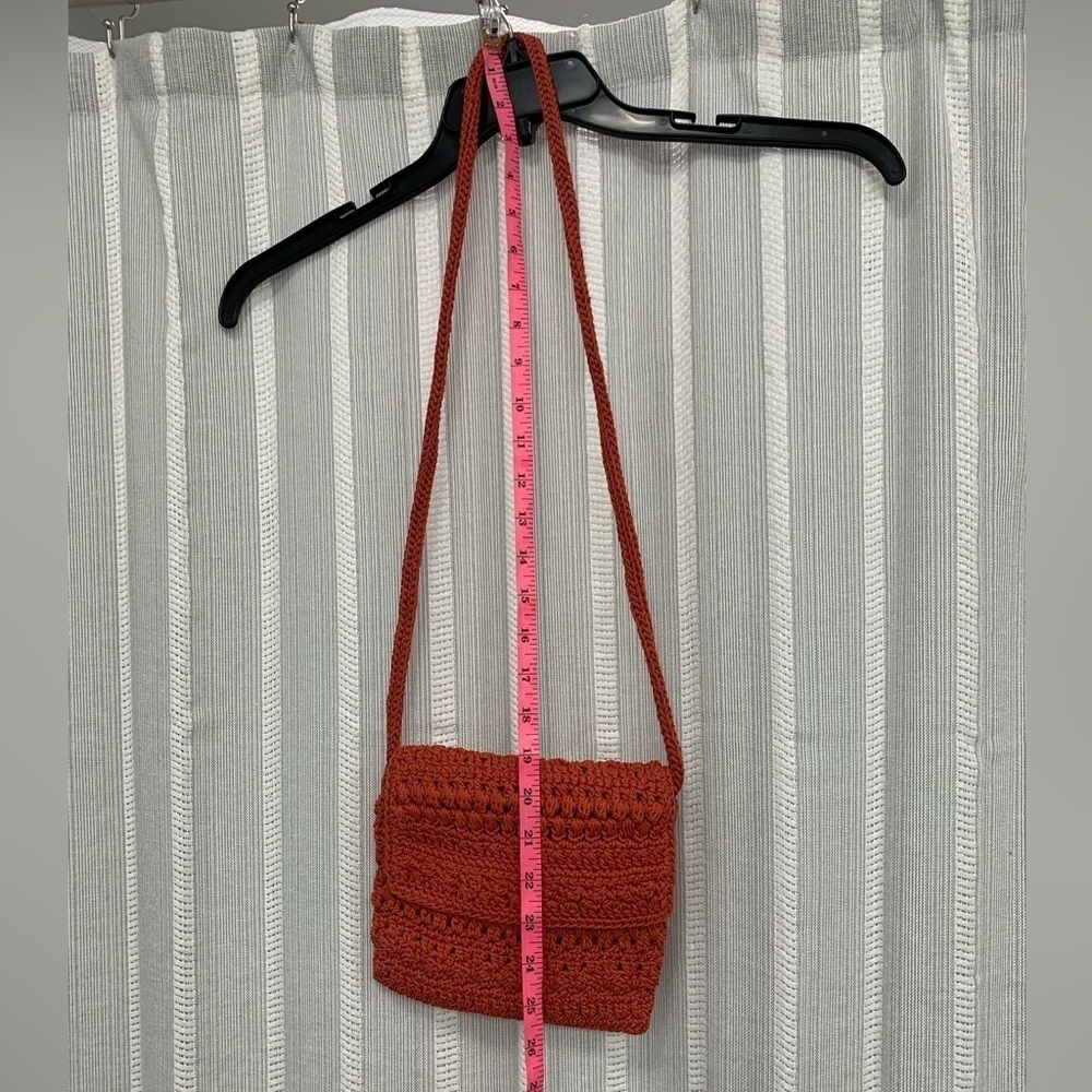 The Sak Crocheted Mini Soft Fully Lined Crossbody Shoulder Bag Orange - Picture 9 of 14